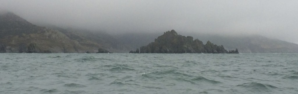 Mewtone Rock just outside the entrance to the River Dart