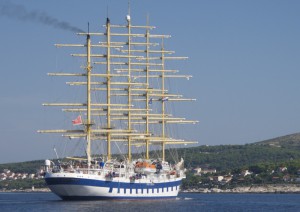 We passed this beast on the way out of Hvar - looked like just one crew on board!