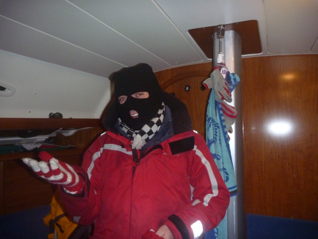 Pete the Knot kitted out for expected sub zero sailing