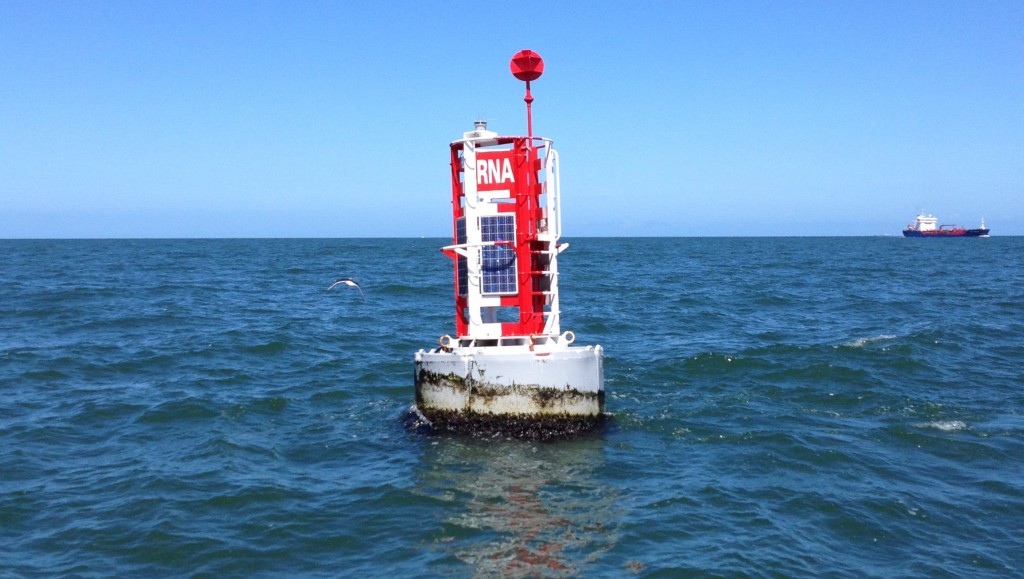 The RNA safe water buoy outside Le Havre after sailing to Honfleur