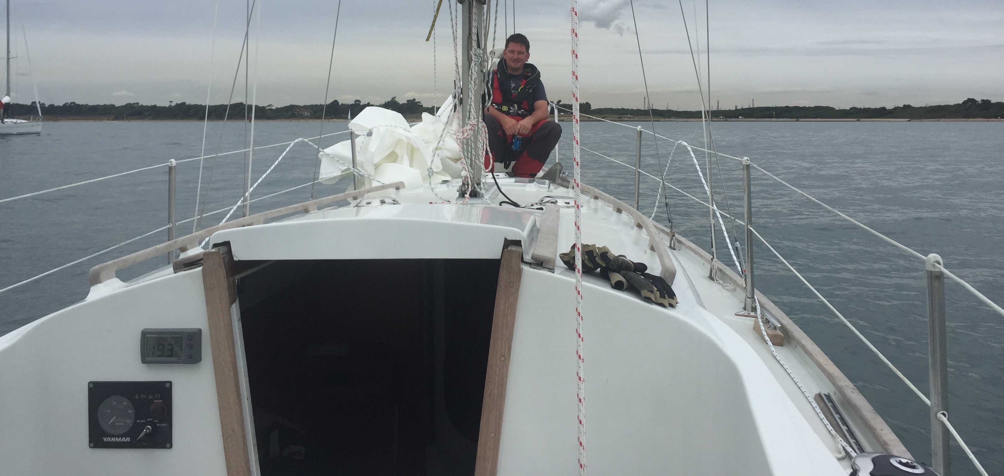 Yours truly during her first test sail after refurbishment