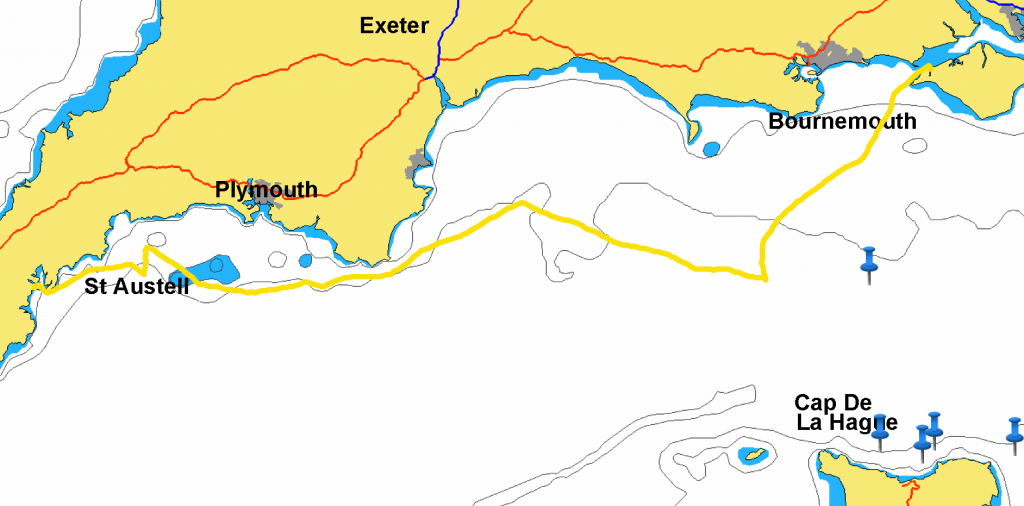 Navionics track from Yarmouth to Falmouth