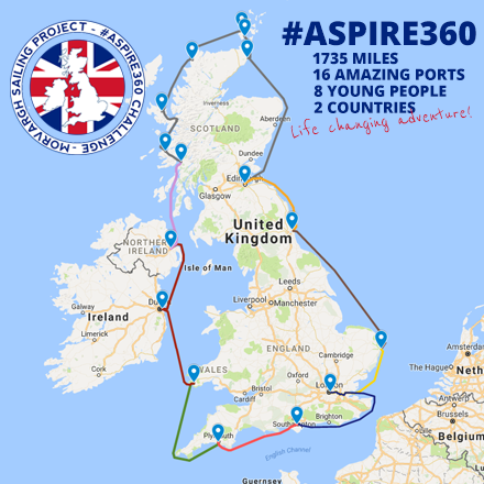 The Round Britain planned route and stopovers