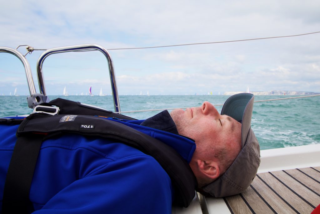 bob snoozing during the round the island race