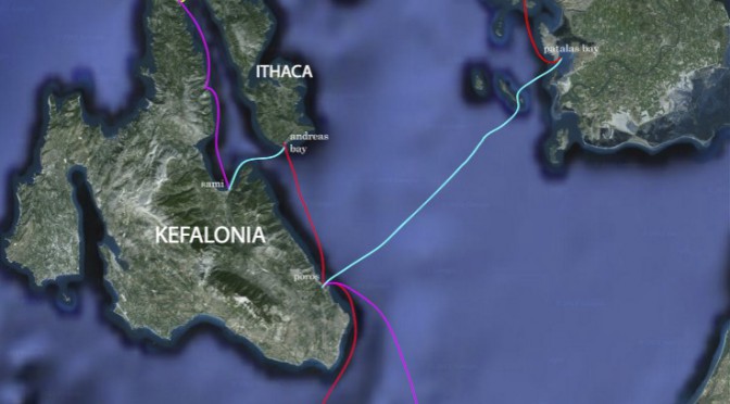 Ionian Islands – Outline of the route taken
